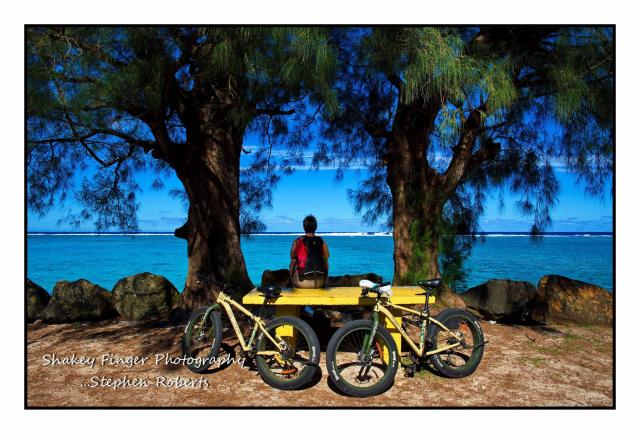soaking up the views as we bike around Rarotonga
