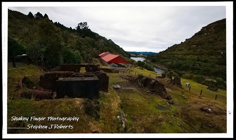 Brunner mine site historical area with relics and information boards Greymouth